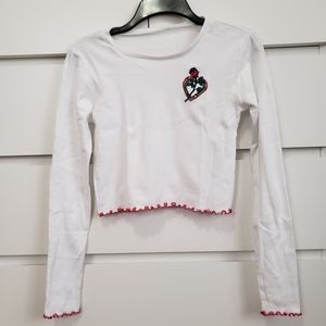 Heart/Rose Long Sleeve Crop Top